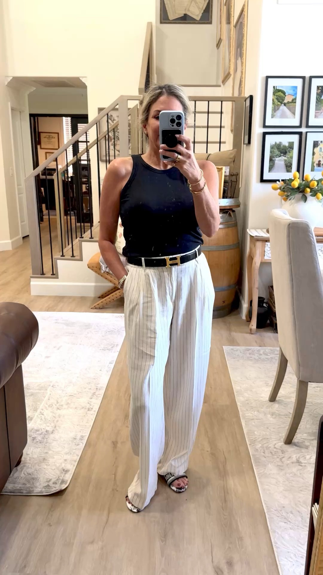 Style Summer Linen with a basic top. Elevate the look with a belt and slides.

#LTKootd #LTKTravel #LTKOver40