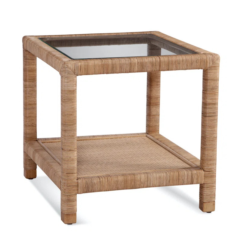 Pine Isle Glass End Table With storage | Wayfair North America