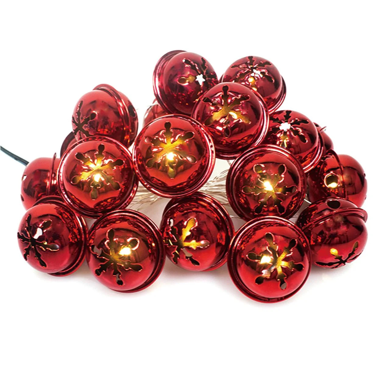 Indoor 18-Count Battery-Operated LED Novelty Bell Garland Christmas String Lights, Red, 6.5', by ... | Walmart (US)