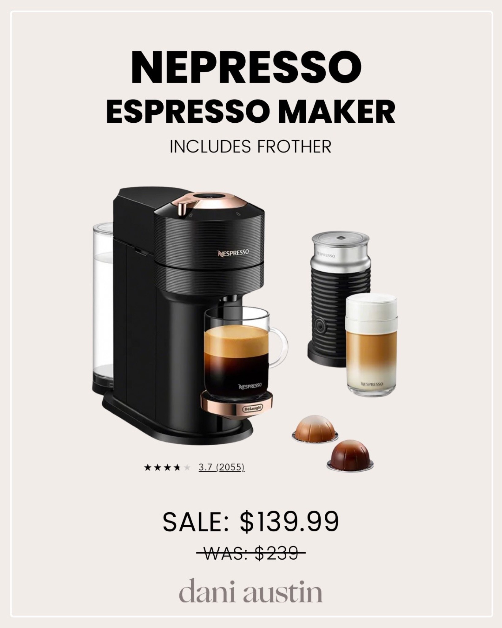 Nepresso espresso maker with frother normally $239 on sale today for only $139!! Such a deal 👏🏻

#LTKsalealert #LTKSeasonal #LTKHalloween