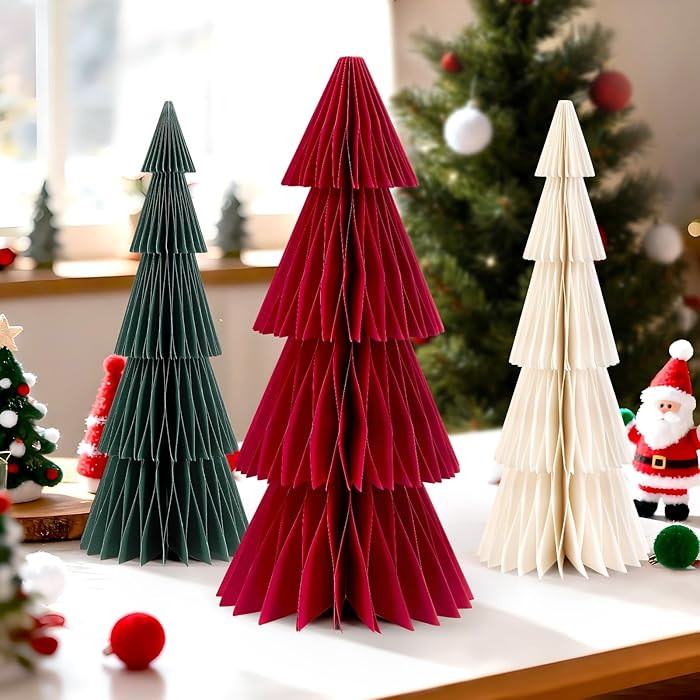 EASY JOY Paper Christmas Trees Neutral Honeycomb Christmas Trees Rustic Christmas Decor for Xmas ... | Amazon (US)