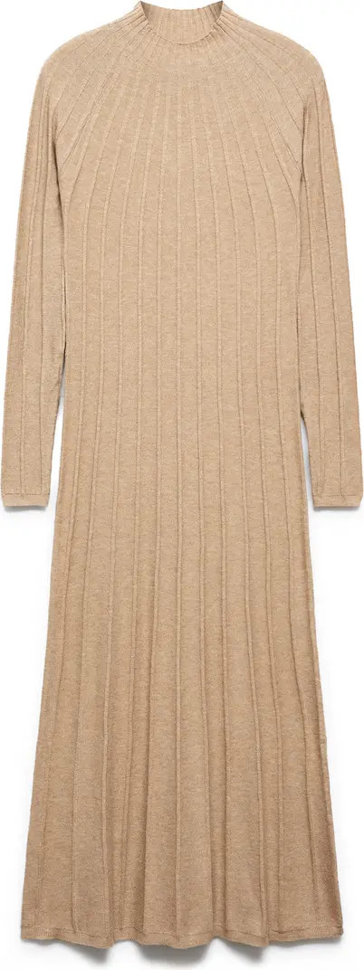 MANGO Long Sleeve Funnel Neck Rib Sweater Dress | Nordstrom | Nordstrom