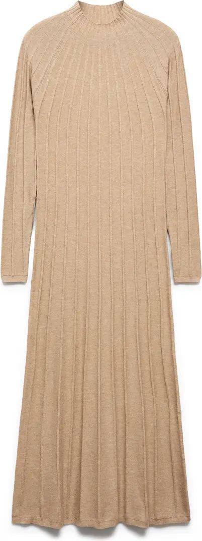 MANGO Long Sleeve Funnel Neck Rib Sweater Dress | Nordstrom | Nordstrom