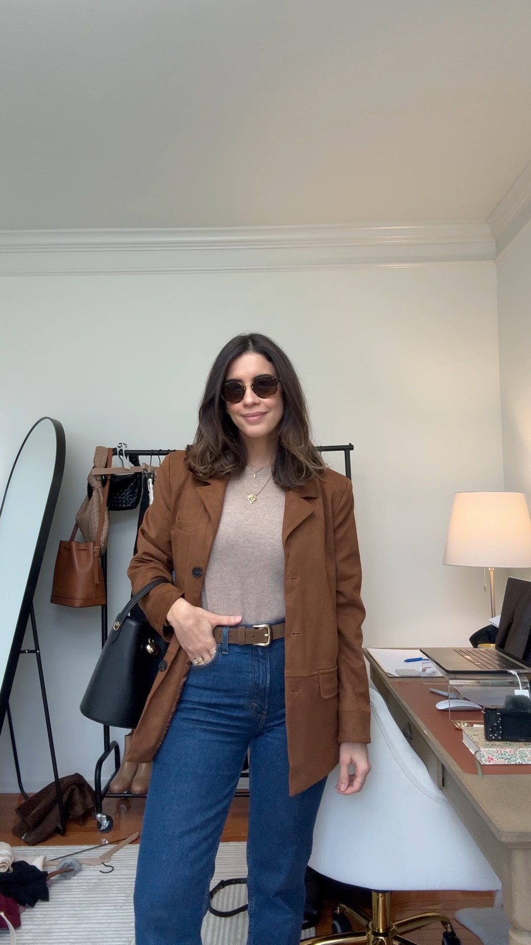 Fall outfit with jeans, cashmere sweater and faux suede blazer 

#LTKFindsUnder100 #LTKSeasonal #LTKStyleTip