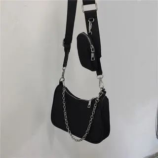 Gabbie - Chain Plain Nylon Crossbody Bag | YesStyle | YesStyle Global
