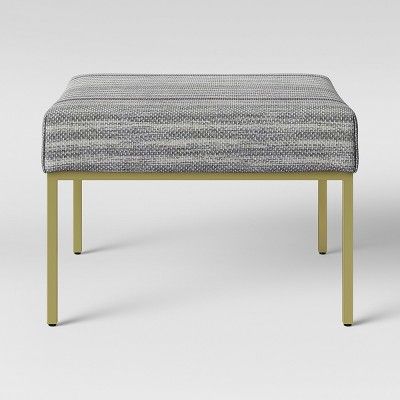 Ludlow Square Fabric Upholstered Ottoman Gold Legs - Threshold™ | Target