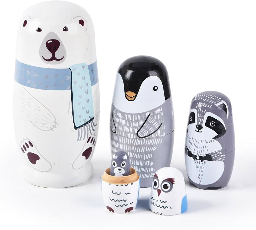 Russian Nesting Dolls, Polar Bear Wooden Stacking Set, 5 Pcs | Amazon (US)