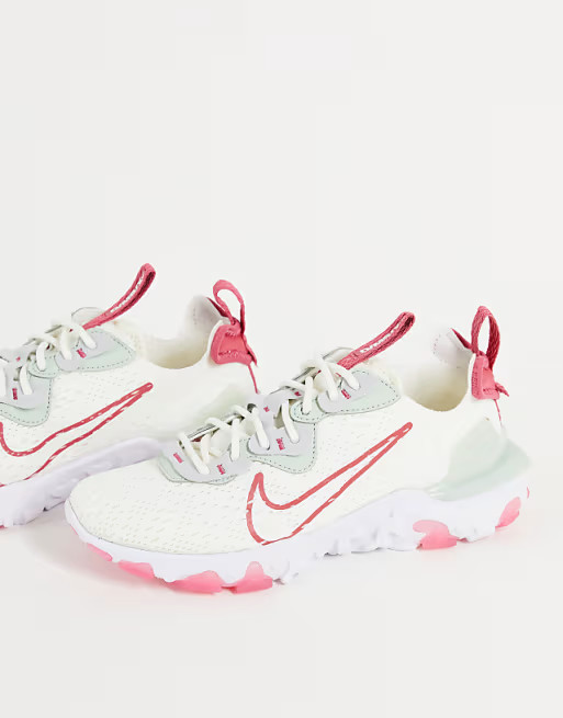 Nike React Vision trainers in sail cream and pink | ASOS (Global)