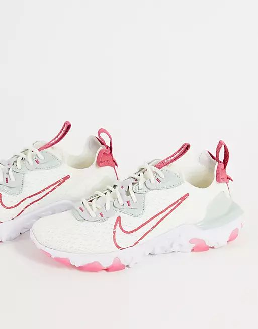Nike React Vision trainers in sail cream and pink | ASOS (Global)