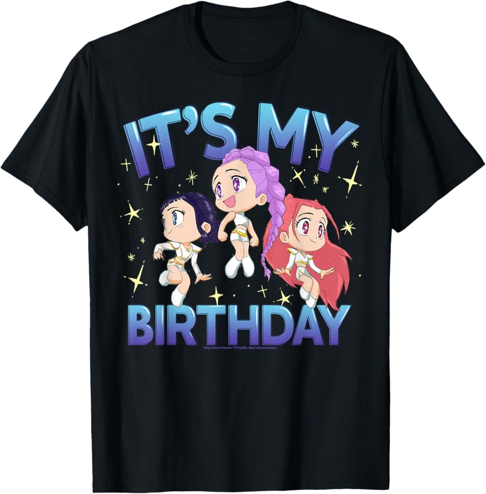Kpop Demon Hunters It's My Birthday Cute Chibi Group Shot T-Shirt | Amazon (US)