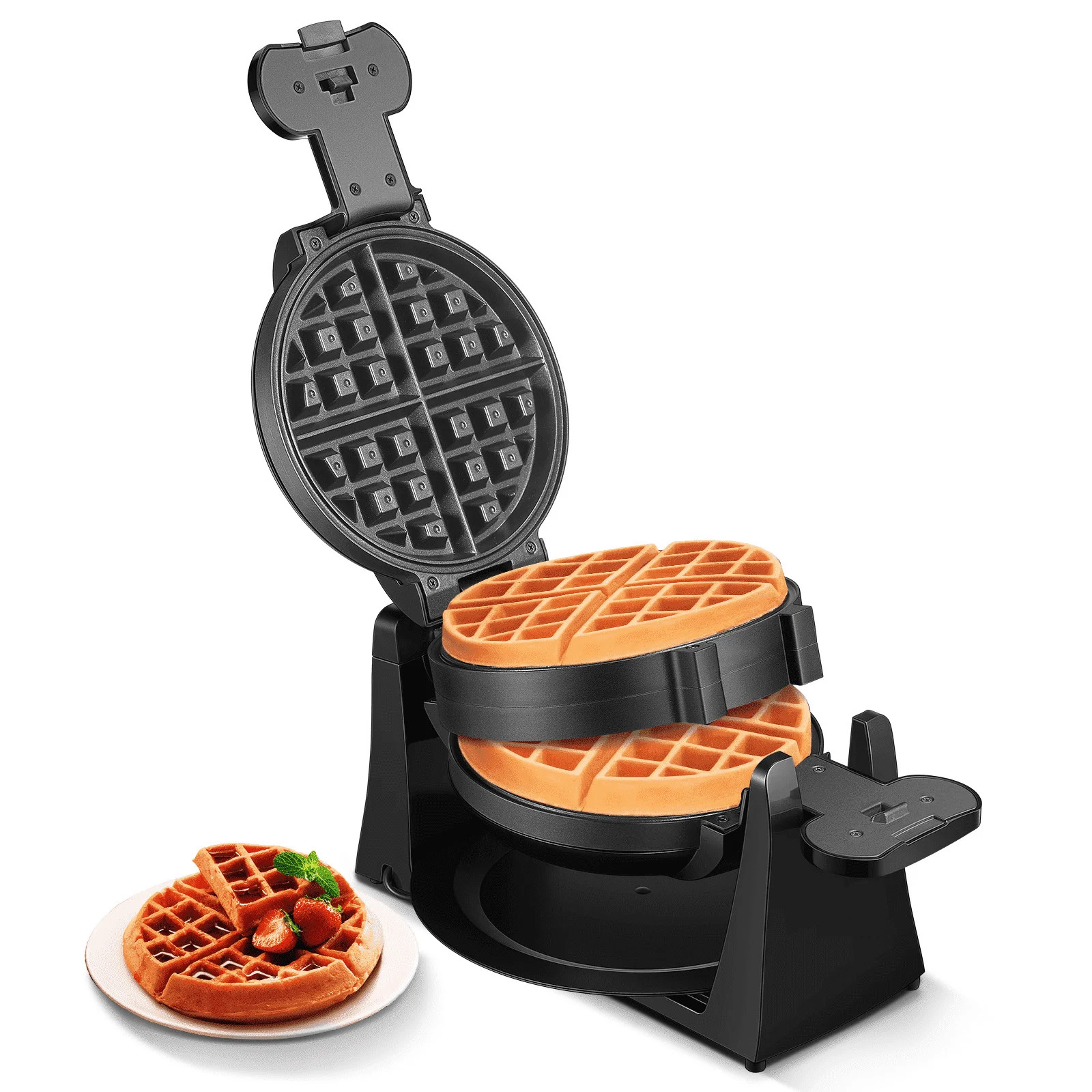 FOHERE Double Belgian Waffle Maker 180 Flip, 1400W, Waffles in 3 Minutes, Anti-Scald, Nonstick, B... | Walmart (US)