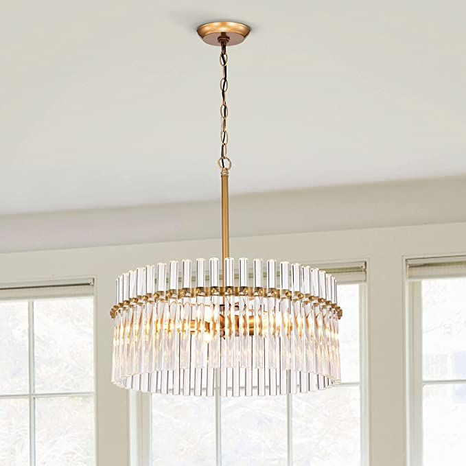 The Lighting Store Casandra 4-Light Brushed Brass Crystal Chandelier | Amazon (US)