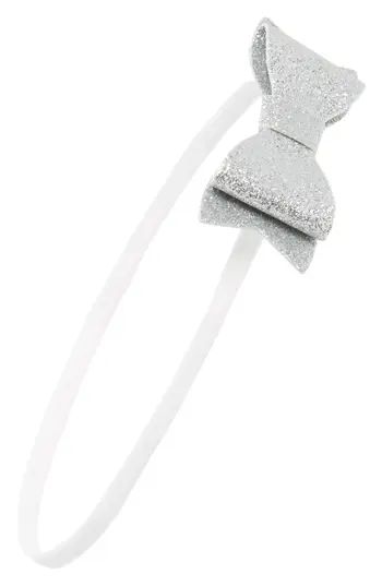 Baby Bling Glitter Bow Headband, Size One Size - Metallic | Nordstrom