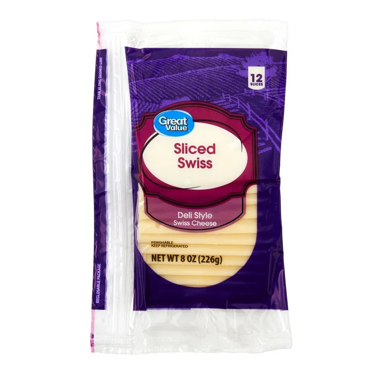 Great Value Deli Style Sliced Swiss Cheese, 8oz, 12 Slices (Plastic Packaging) | Walmart (US)
