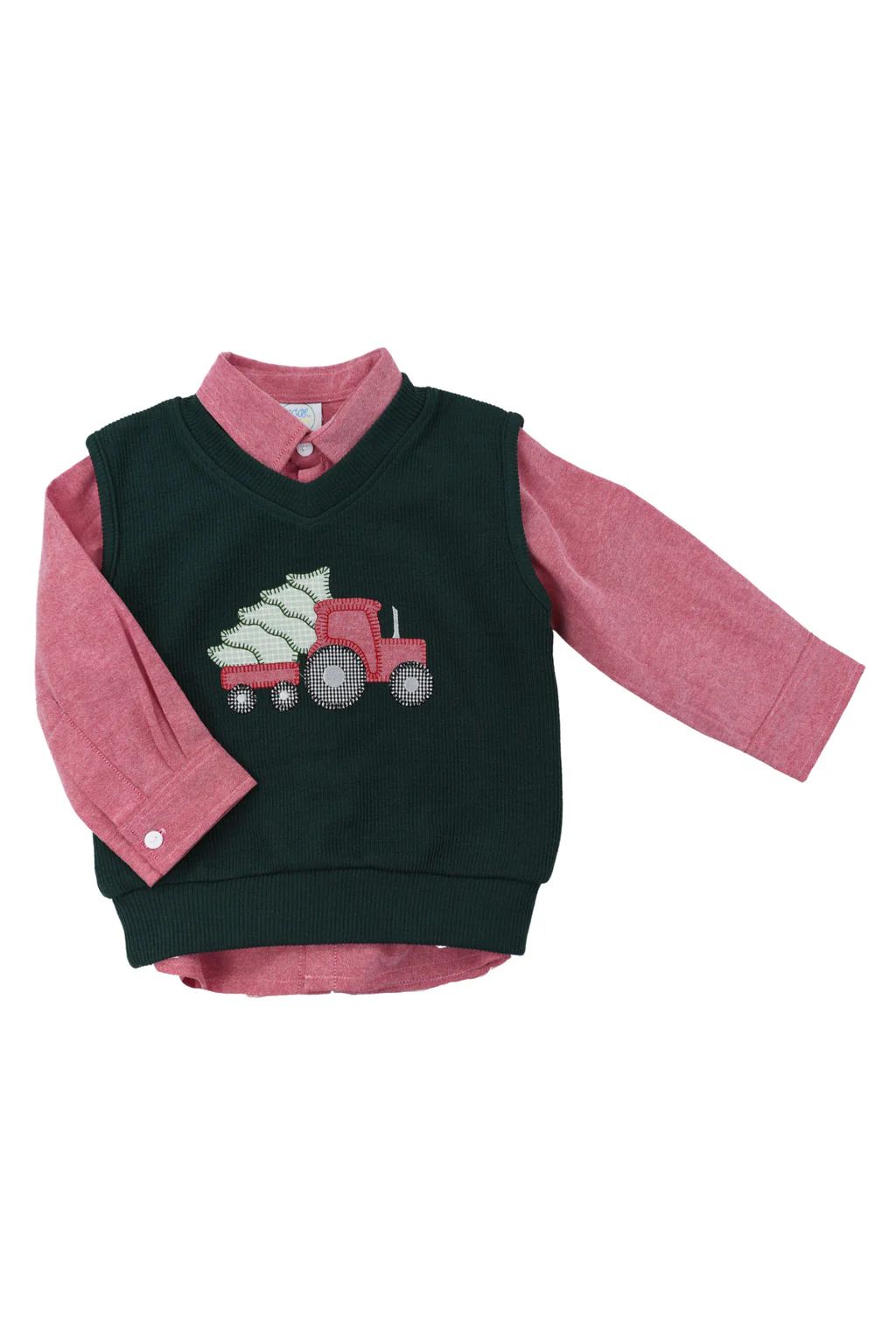 Boys Tractor Sweater Vest &amp; Shirt | Sugar Dumplin' Kids