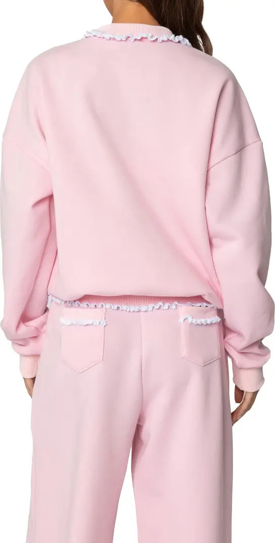 Ashtin Ruffle Trim Half Zip Sweatshirt | Nordstrom