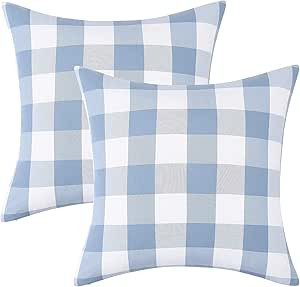CAROMIO Buffalo Check Plaid Throw Pillow Covers 18"×18" Cotton Farmhouse Outdoor Plaid Square Pi... | Amazon (US)