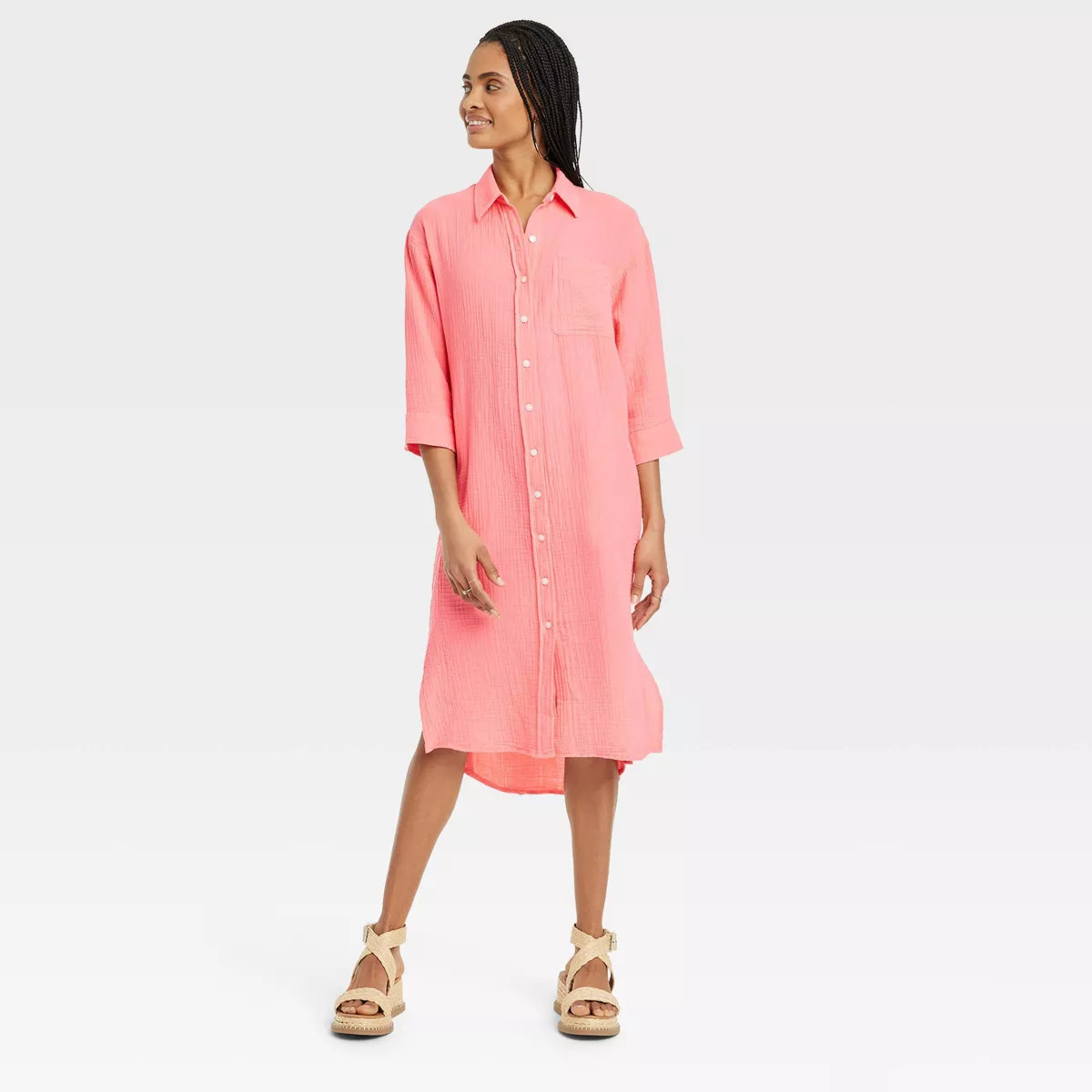 Women's 3/4 Sleeve Midi Shirtdress - Universal Thread™ | Target