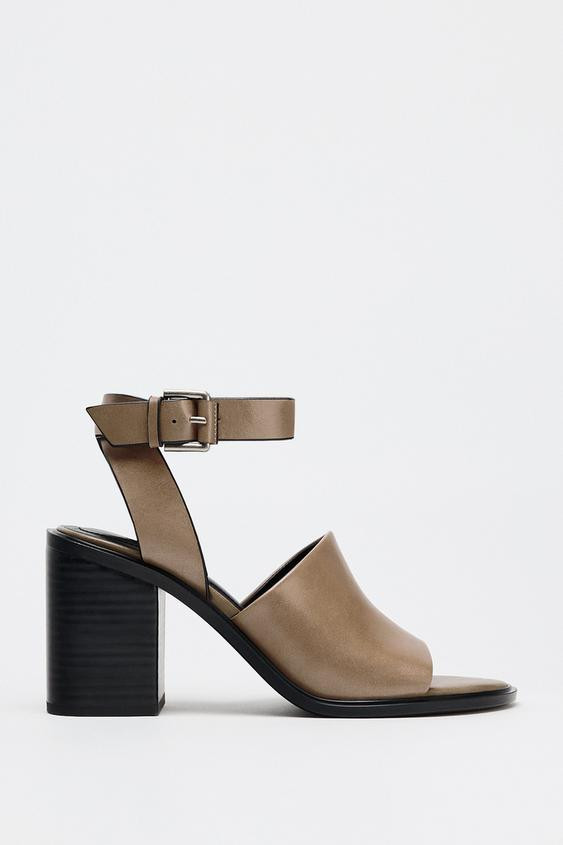 CHUNKY LEATHER HIGH HEELED SANDALS | Zara US