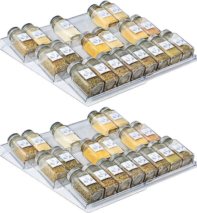 Vtopmart Spice Drawer Organizer, 4 Set Plastic Spice Rack Organizer for Drawer Cabinet, Expandabl... | Amazon (US)
