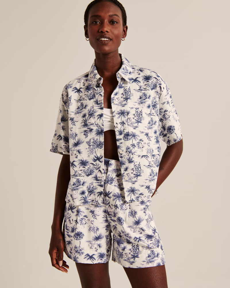6 Inch Linen-Blend Tailored Shorts | Abercrombie & Fitch (US)