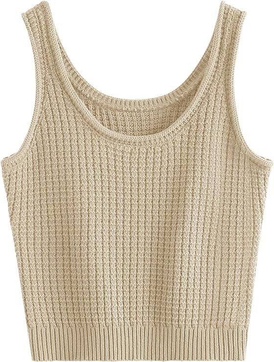 LILLUSORY Women's Tank Tops Sweater Vest Spring Summer Ribbed Sleeveless Knitted | Amazon (US)