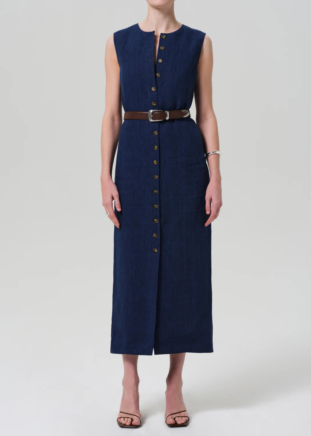 Button Dress Linen in Denim | Citizens of Humanity