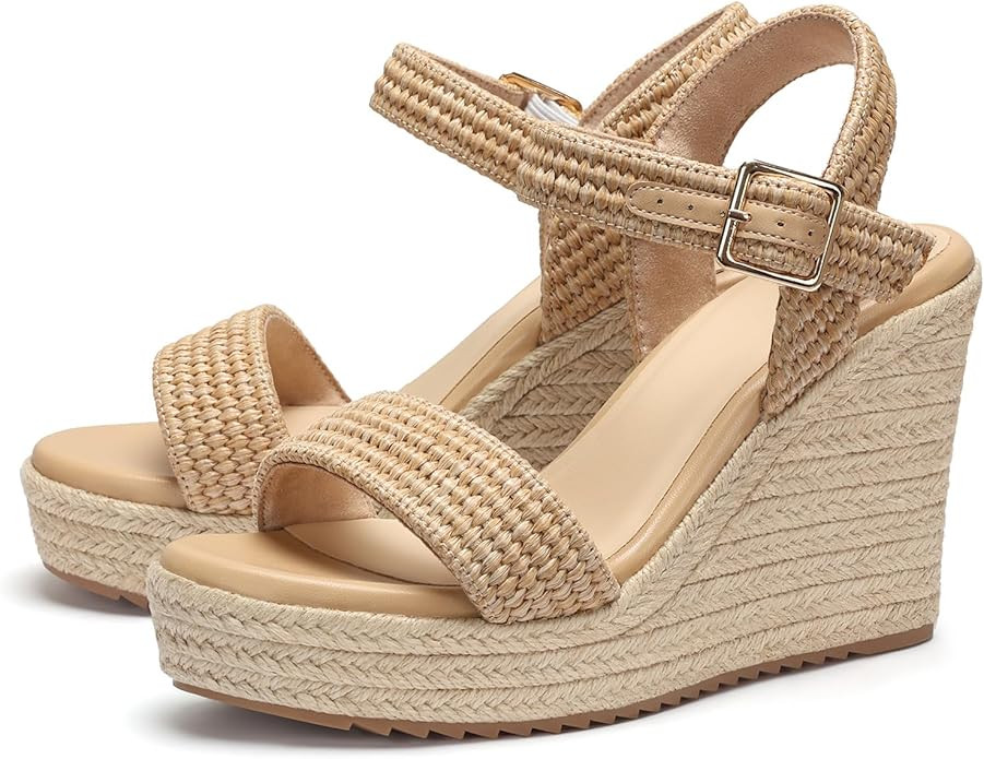 VICKI·VICKI Wedges for Women Platform Sandals Wedge Heels for Sandals Comfortable Summer Espadri... | Amazon (US)