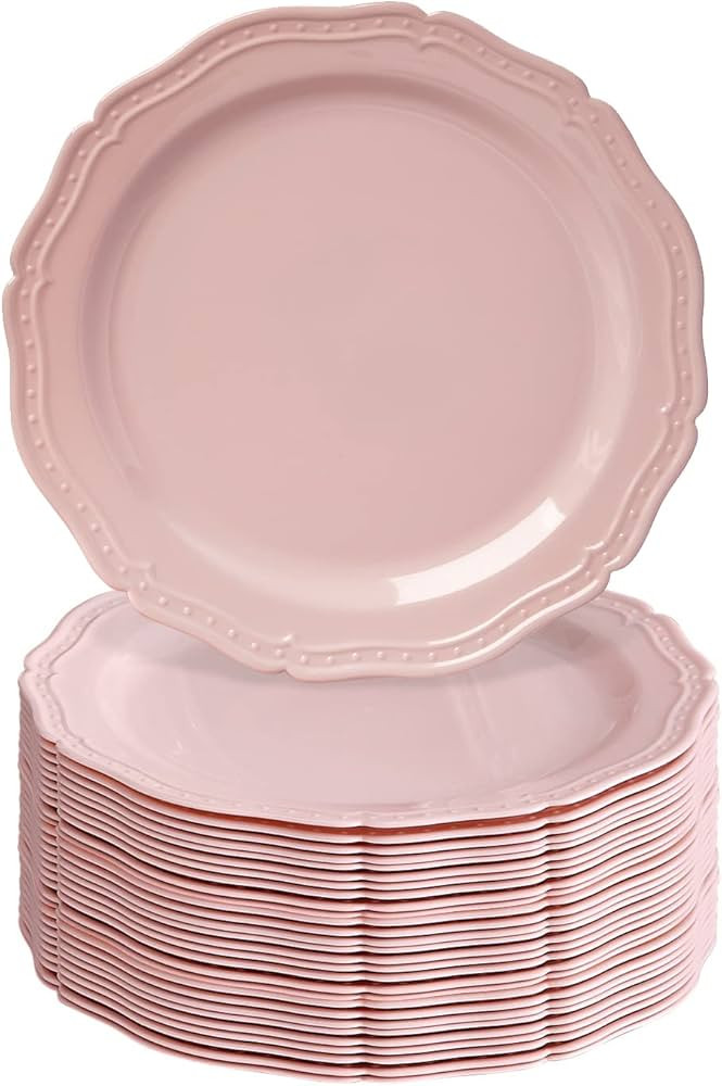 Platos llanos de plástico vintage en relieve para fiesta (20 unidades) Juego de vajilla desechab... | Amazon (US)