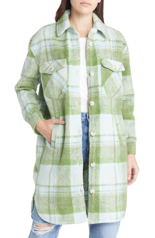 BLANKNYC Plaid Long Shacket in Lucky Charm at Nordstrom, Size X-Large | Nordstrom