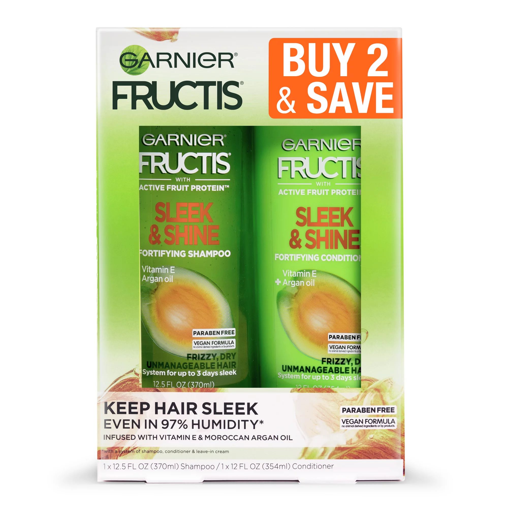 Garnier Fructis Sleek & Shine Shampoo and Conditioner for Frizzy Dry Hair, 1 kit | Walmart (US)