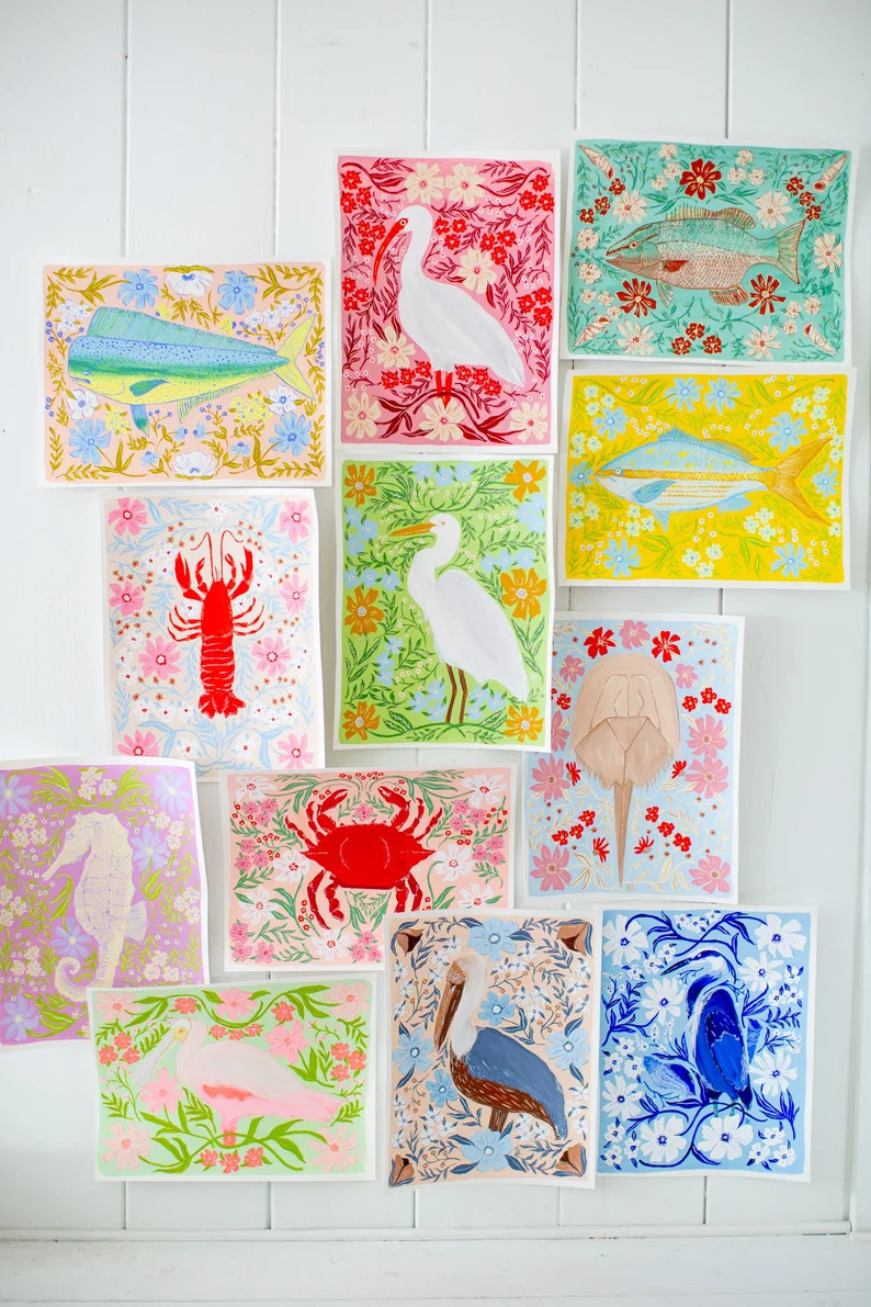 Coastal Botanical - Snapper - Original Gouache Painting on Paper - Etsy | Etsy (US)