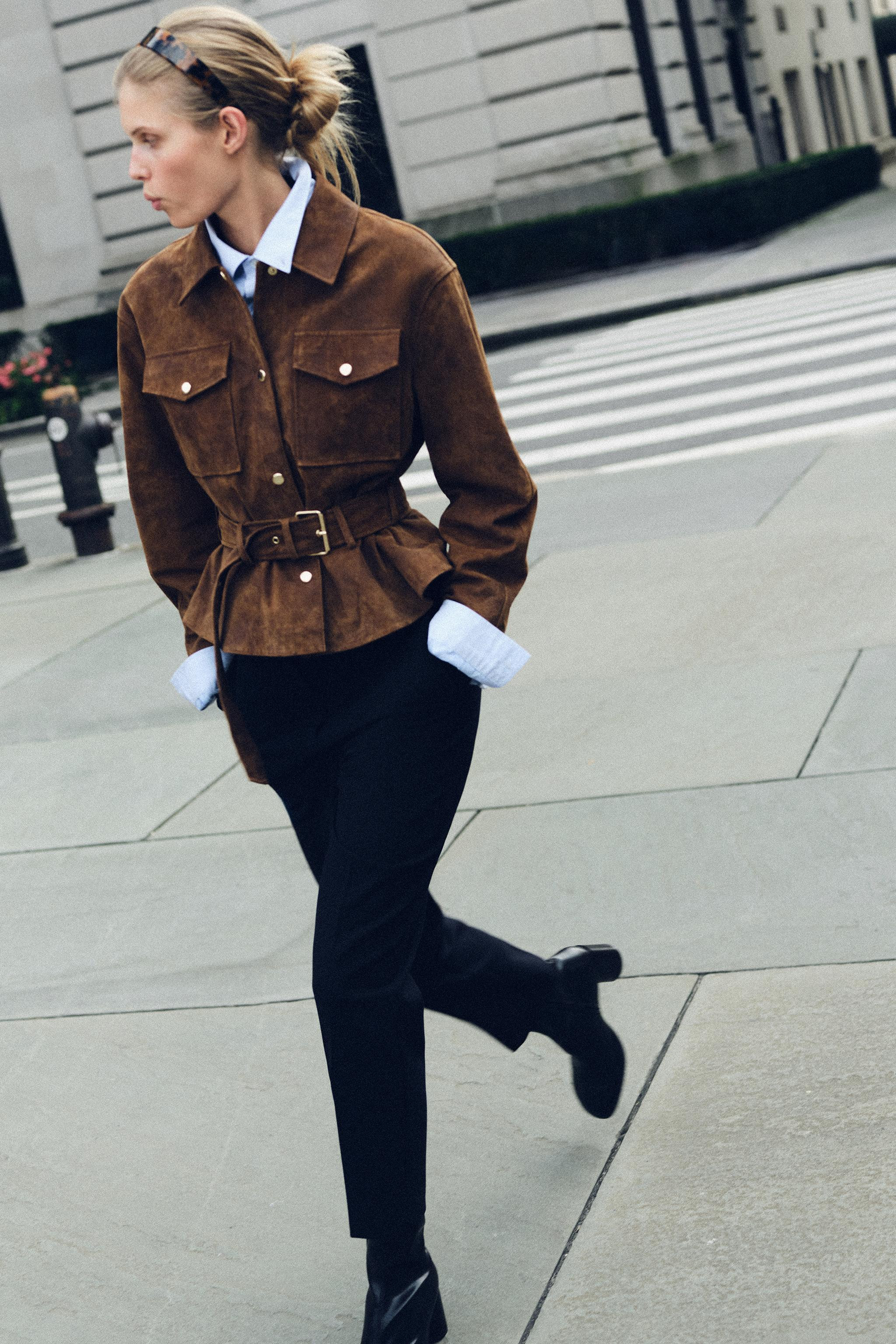 100% LEATHER BELTED JACKET | Zara US