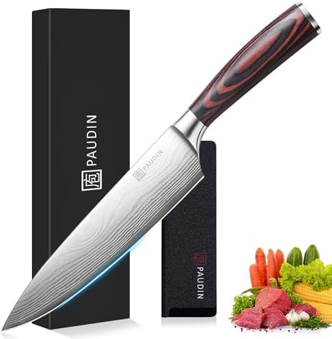PAUDIN Chef Knife, 8 Inch High Carbon Stainless Steel Sharp Kitchen Knife with Ergonomic Handle, ... | Amazon (CA)