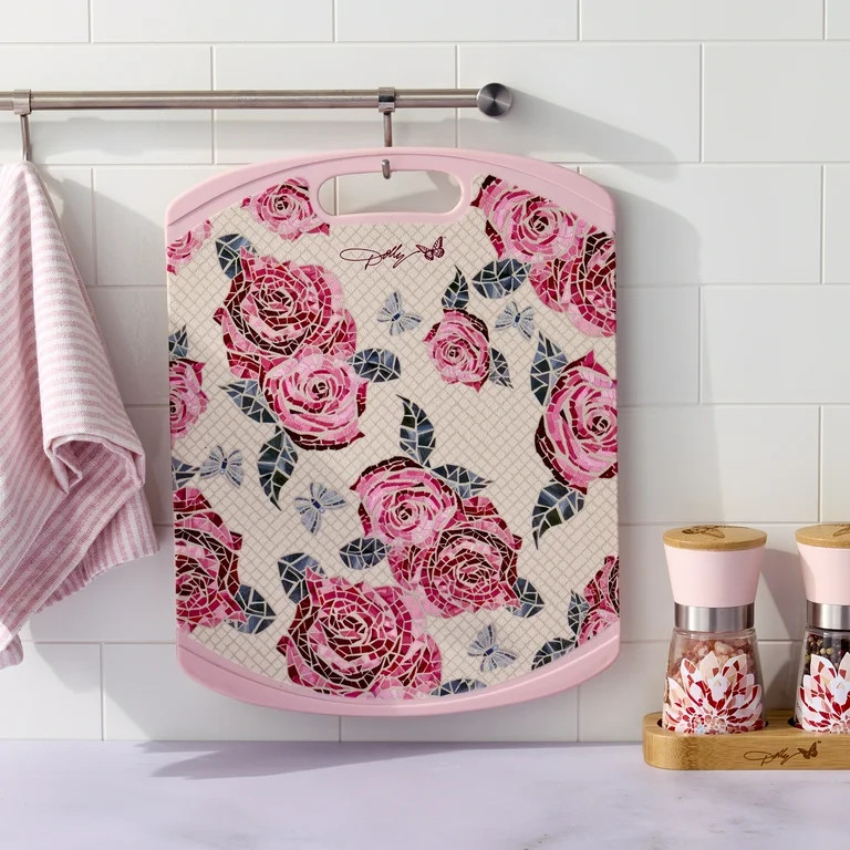 Dolly Parton Non-Slip 11" x 14" Reversible Plastic Cutting Board with Rose Print | Walmart (US)