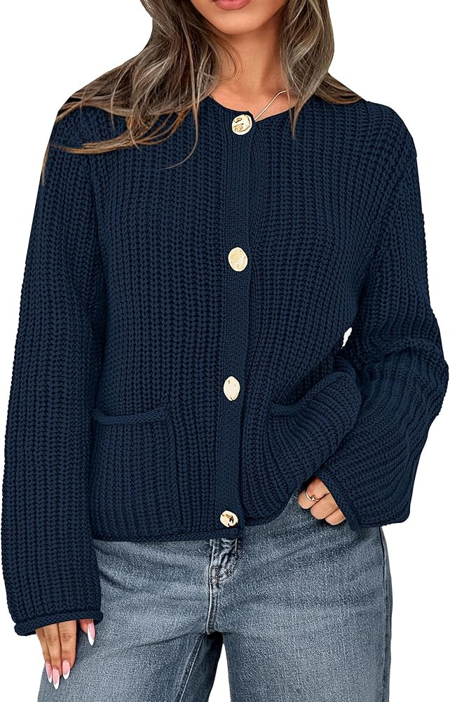 PRETTYGARDEN Cardigan Sweaters for Women 2025 Trendy Oversized Knit Chunky Button Cardigans Fall ... | Amazon (US)