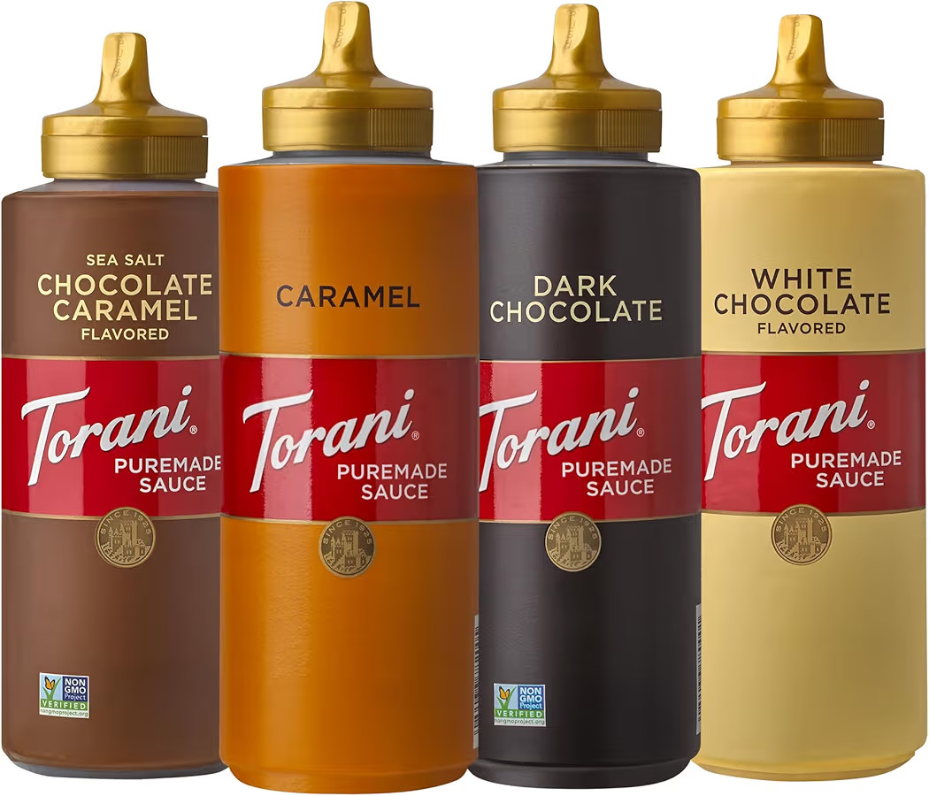 Torani Puremade Dessert & Drink Sauce Variety Pack, Chocolate Caramel, Dark Chocolate, White Choc... | Amazon (US)