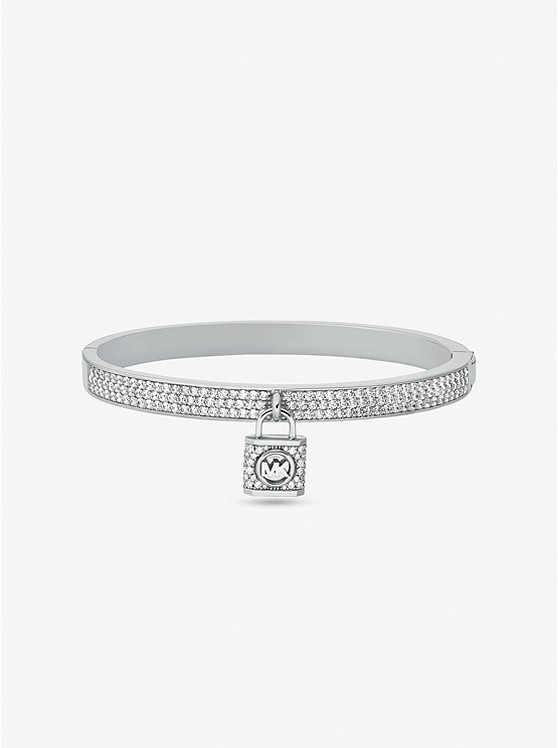 Platinum-Plated Brass Pavé Lock Bangle | Michael Kors US