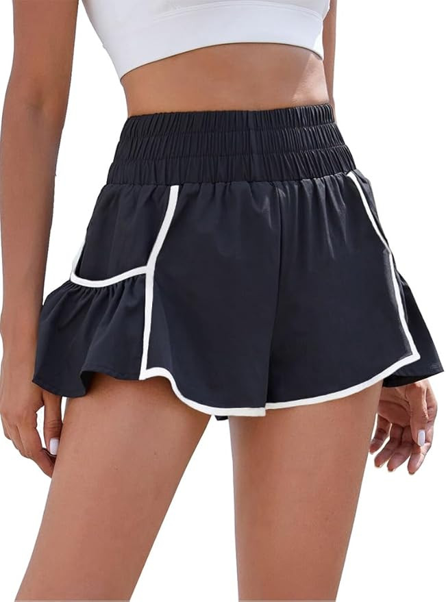 BMJL Womens High Waisted Shorts Athletic Running Shorts Workout Gym Quick Dry Flowy Shorts with P... | Amazon (US)