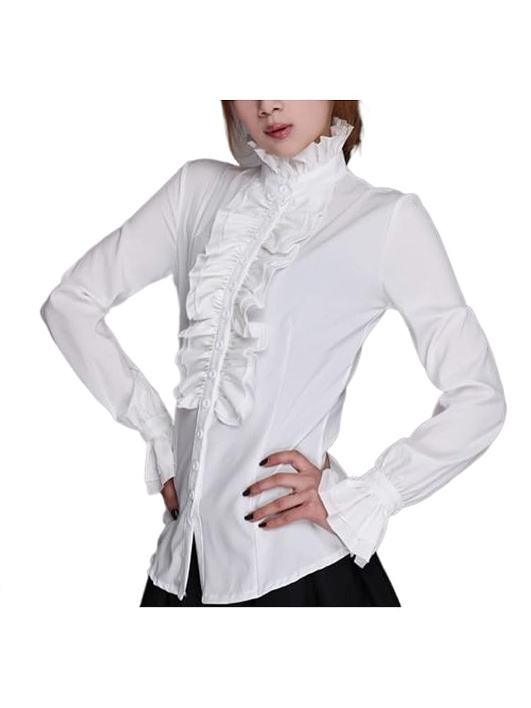 Victorian Blouse Womens Gothic Shirt Vintage Long Sleeve Office Lotus Ruffle Tops | Amazon (CA)
