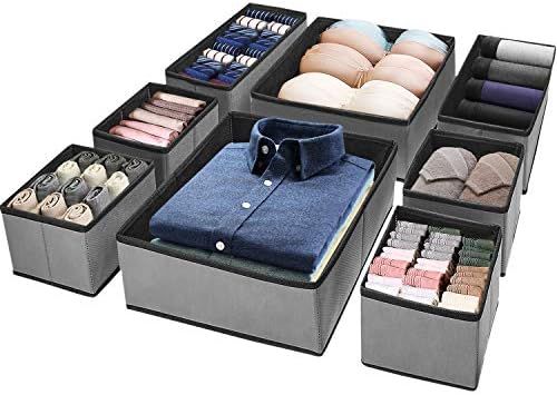 (8 Set) Puricon Clothes Organizers Dresser Drawer Organization, Foldable Closet Organizer Underwe... | Amazon (US)