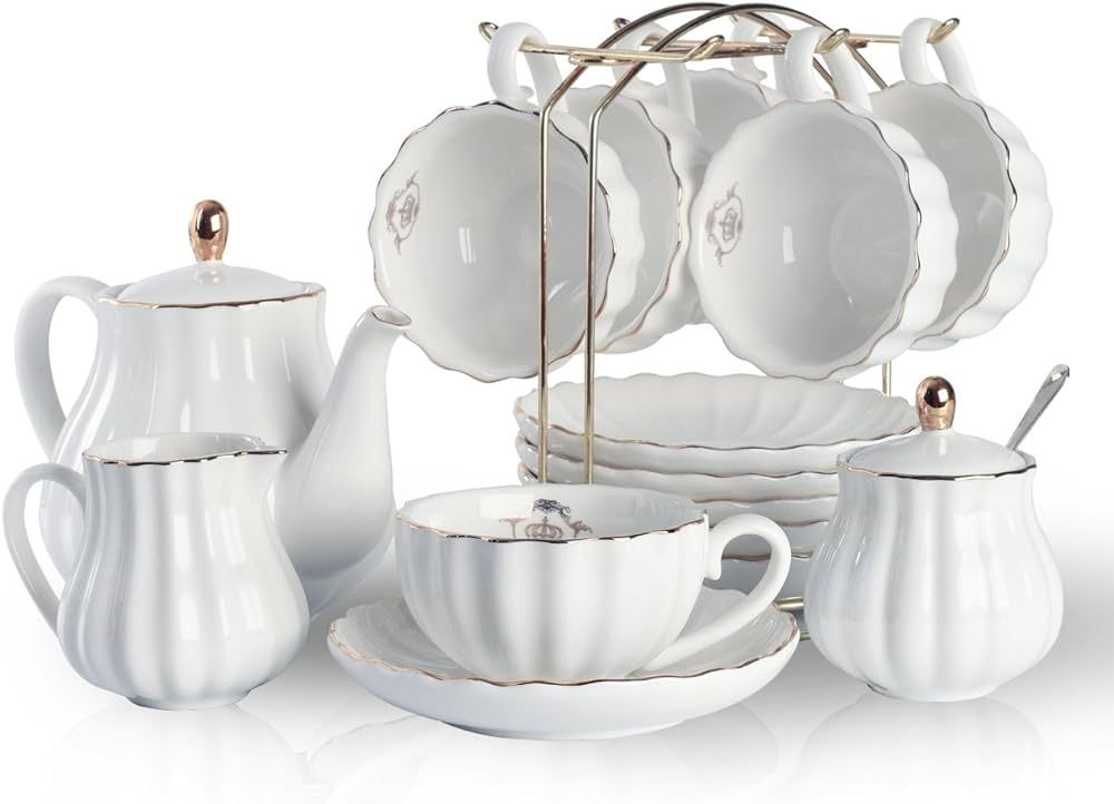 Sweejar Porcelain Tea Sets British Royal Series, 8 Oz Cups & Saucer Service for 6, with Teapot Su... | Amazon (CA)
