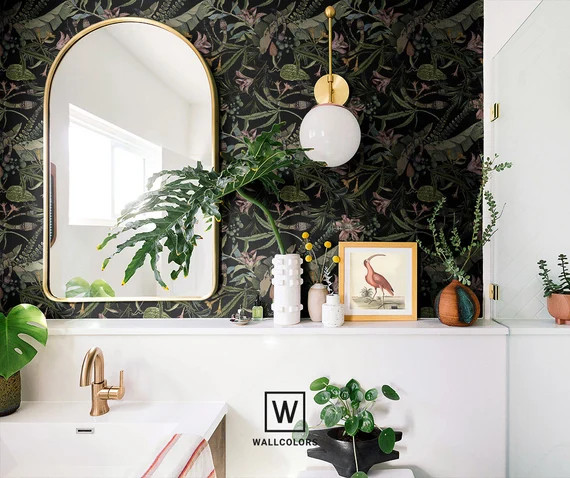 Botanical Wallpaper Magic Forest Wall Mural Plants - Etsy | Etsy (US)