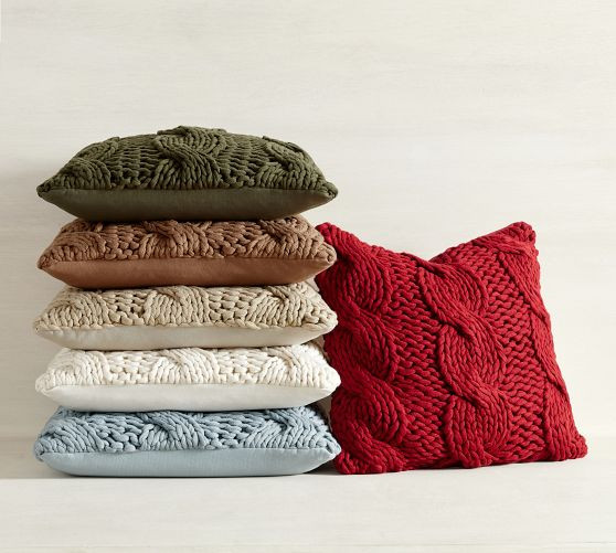 Colossal Handknit Pillow Cover, 24&quot; | Pottery Barn (US)