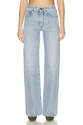 Saint Laurent Kate Wide Leg Jean in Denim-Light | FWRD 