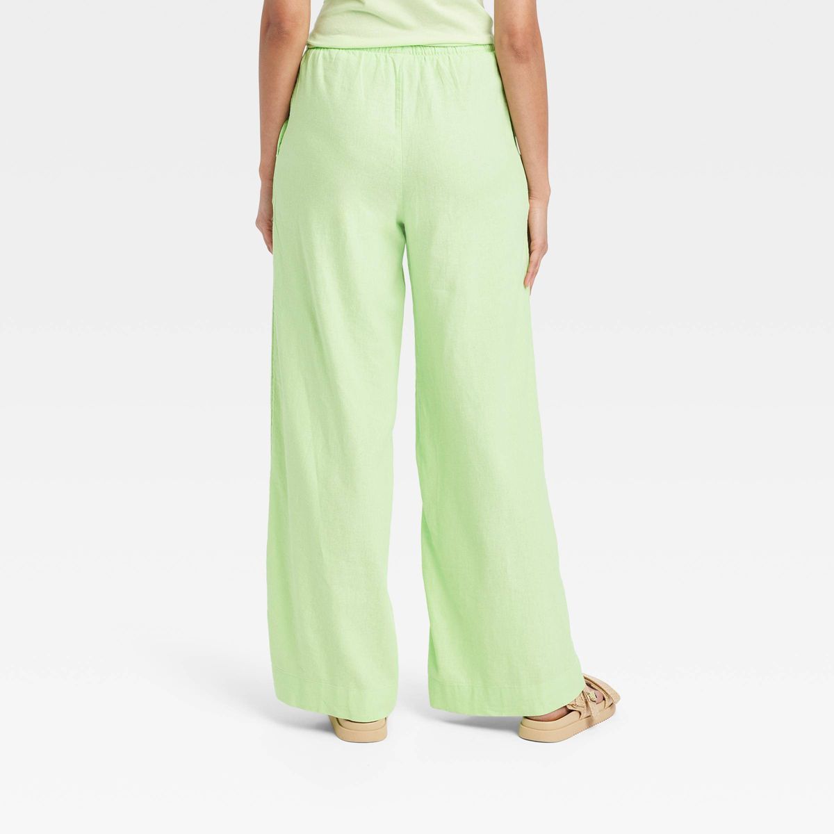 Women's High-Rise Wide Leg Linen Pull-On Pants - A New Day™ | Target