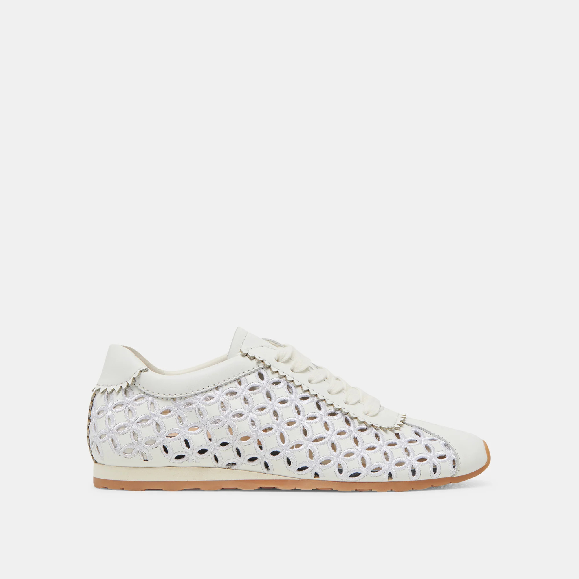 Danie Eyelet Perf Sneakers True White Leather | DolceVita.com
