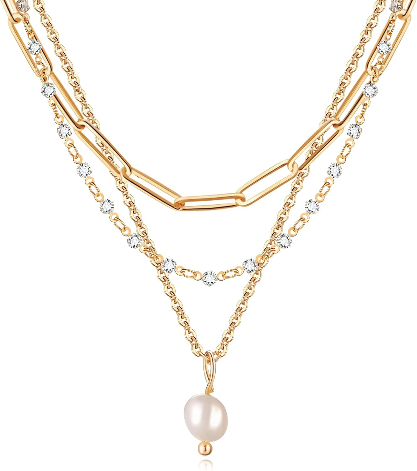 MJartoria Gold Layered Necklaces for Women Trendy Retro Coin Pendant Gold Necklace Dainty Chunky Lin | Amazon (US)