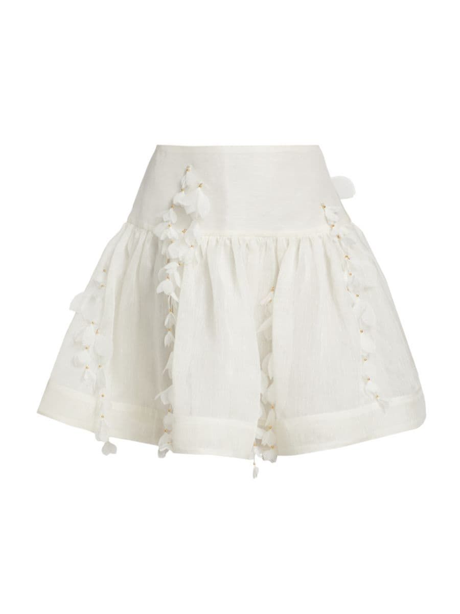 Shop Zimmermann Petal Linen-Silk Drop Waist Miniskirt | Saks Fifth Avenue | Saks Fifth Avenue