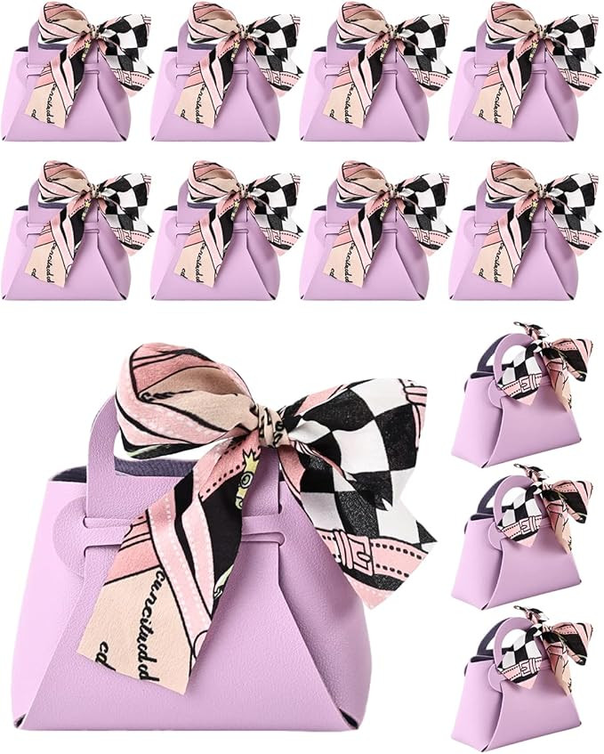 12 Pack Leather Wedding Candy Gift Bags with Handle Reusable Party Favor Boxes for Baby Showers B... | Amazon (US)